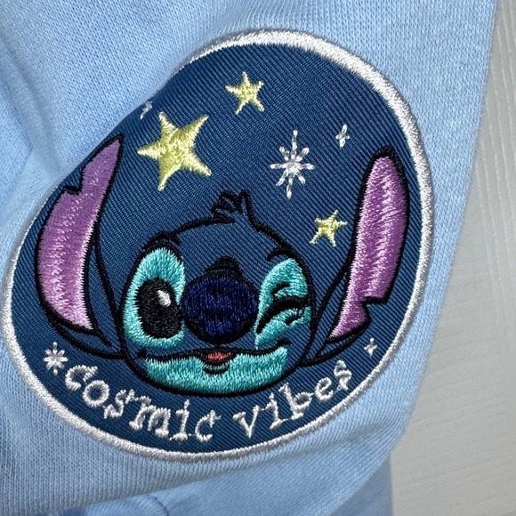 Disney Light Blue Stitch Hoodie with Patches Medium NWT - Picture 10 of 13